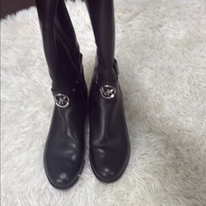 Michael Kors Black Ankle Booties with Silver Accents